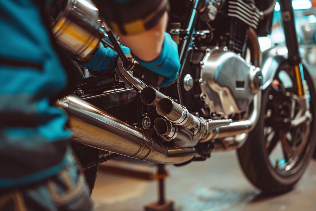 Person Is Working Motorcycle With Engines Engine 1293074 76576 Person Is Working Motorcycle With Engines Engine 1293074 76576