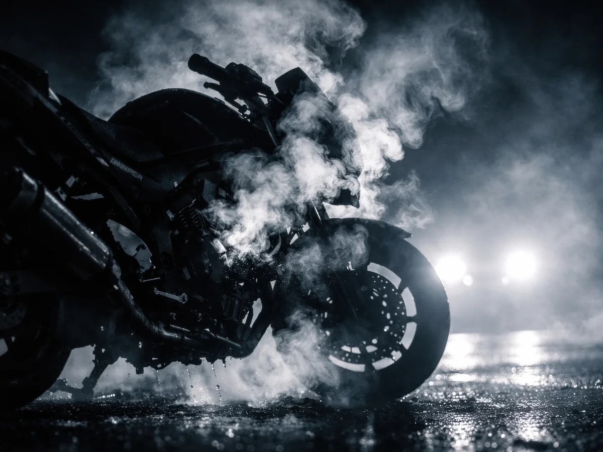 moto fumando o que pode ser